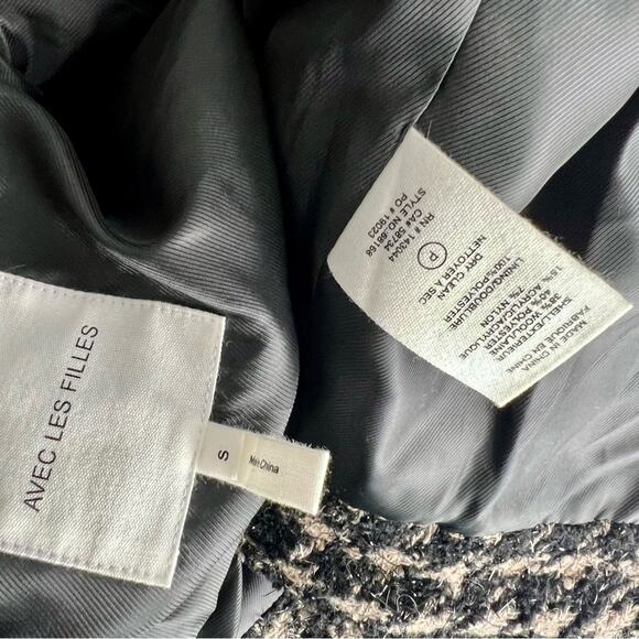 Anthropologie Avec Les Filles Cropped Bomber Lea Houndstooth Metallic Jacket S - Picture 10 of 11